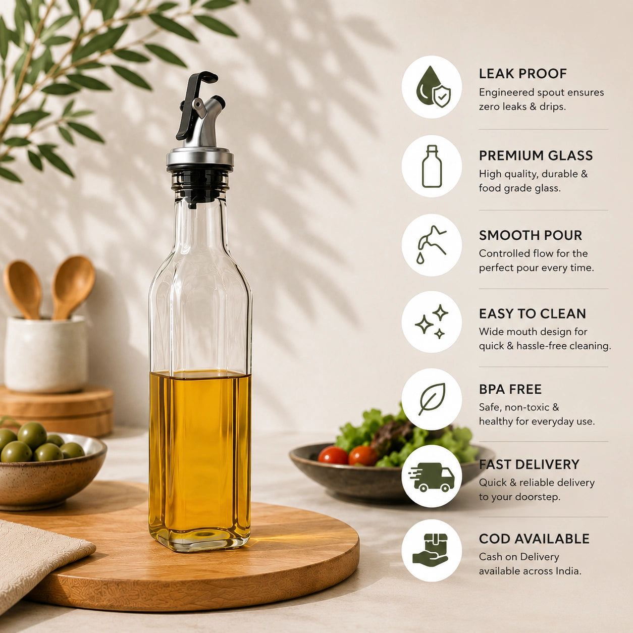 Glass Oil Dispenser Set